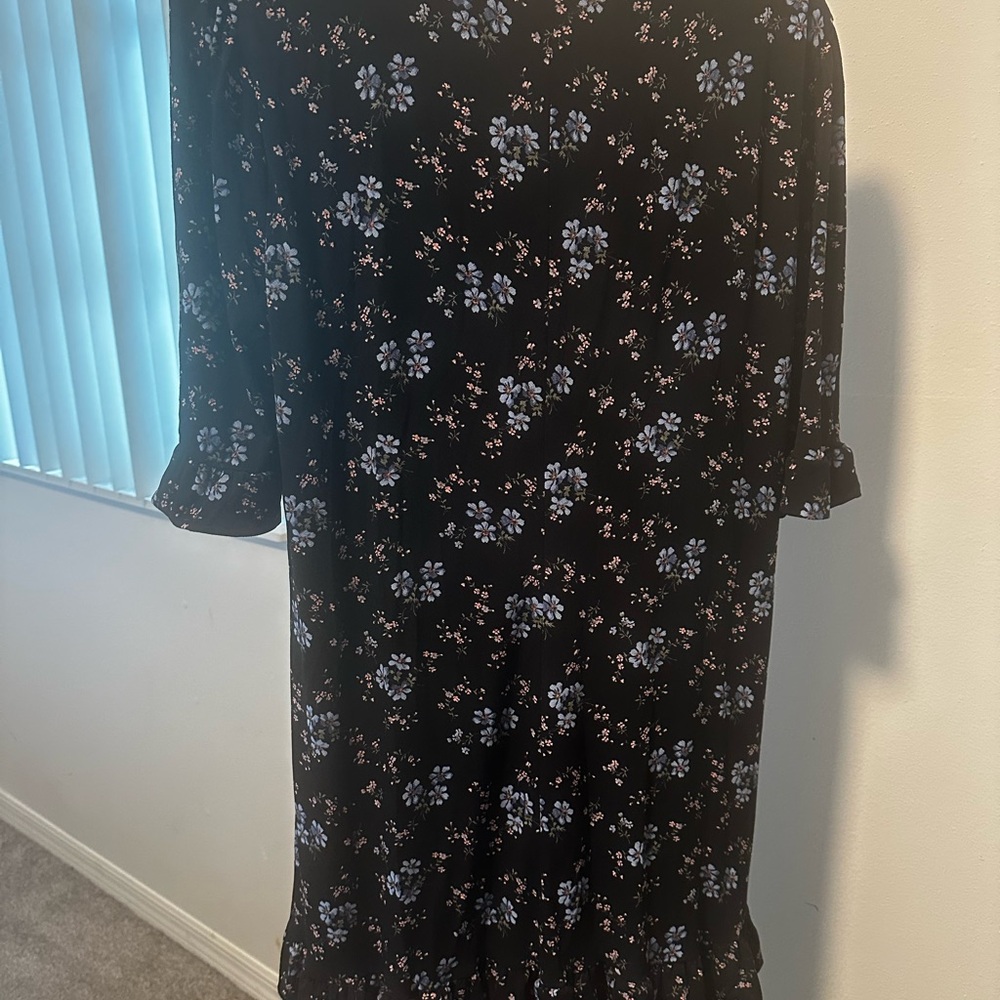 CeCe Black Dress with Floral Accents - Work Dress